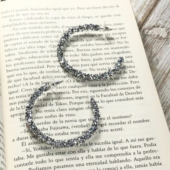 Alquimia Jewelry - NEW  EMBELISH GLITTER SILVER HOOP EARRINGS